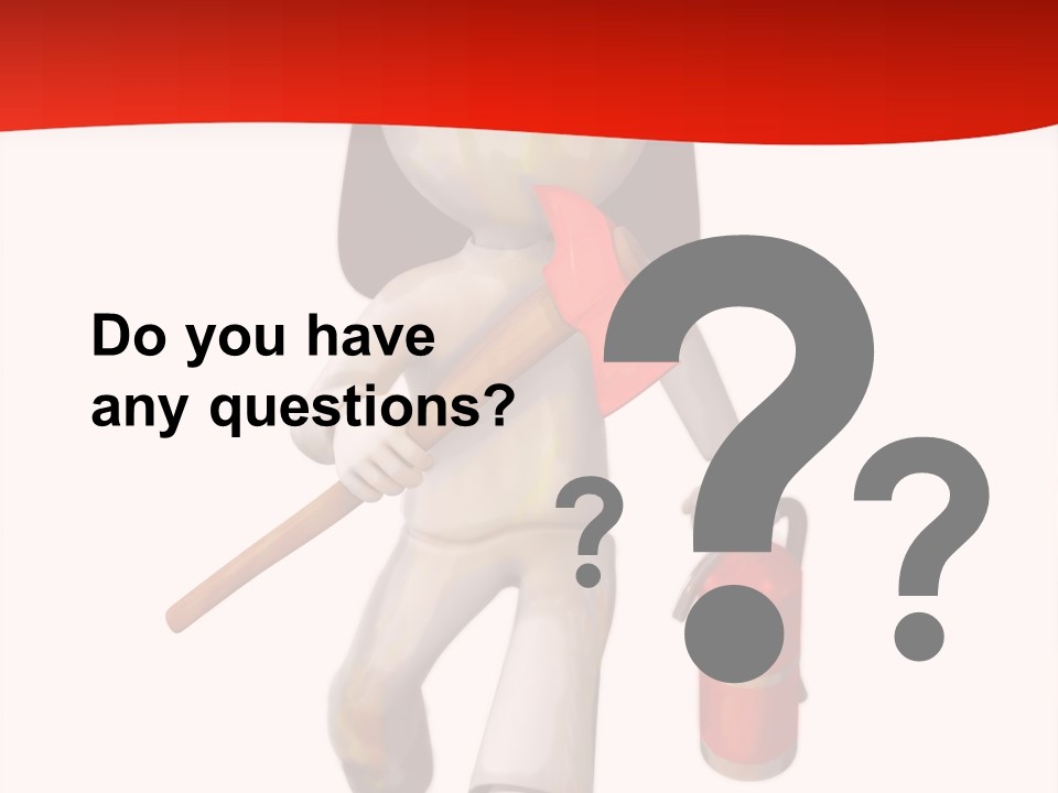 A Person With A Fireman's Hat And Holding A Fire Extinguis PowerPoint Template