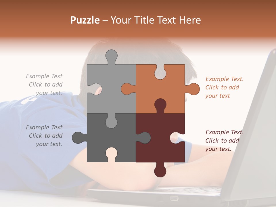 A Young Boy Laying On His Stomach Using A Laptop PowerPoint Template