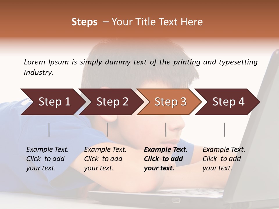 A Young Boy Laying On His Stomach Using A Laptop PowerPoint Template