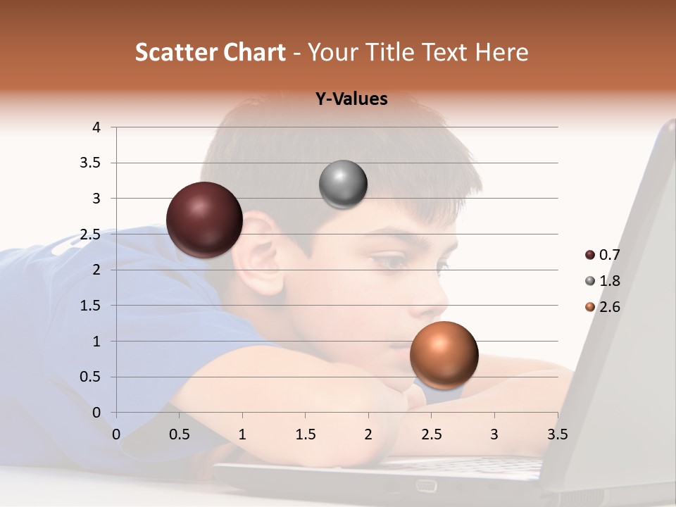A Young Boy Laying On His Stomach Using A Laptop PowerPoint Template