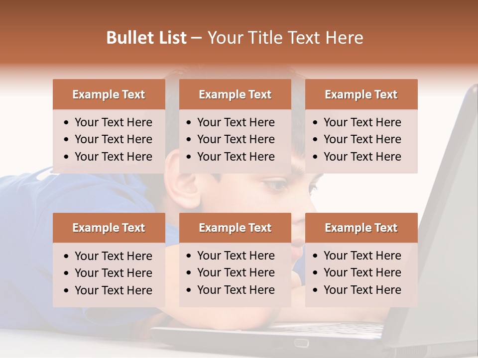 A Young Boy Laying On His Stomach Using A Laptop PowerPoint Template