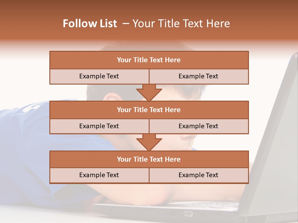 A Young Boy Laying On His Stomach Using A Laptop PowerPoint Template
