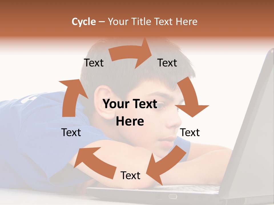 A Young Boy Laying On His Stomach Using A Laptop PowerPoint Template