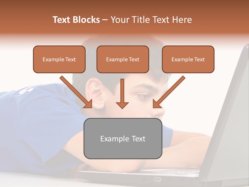 A Young Boy Laying On His Stomach Using A Laptop PowerPoint Template