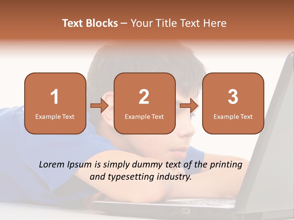 A Young Boy Laying On His Stomach Using A Laptop PowerPoint Template