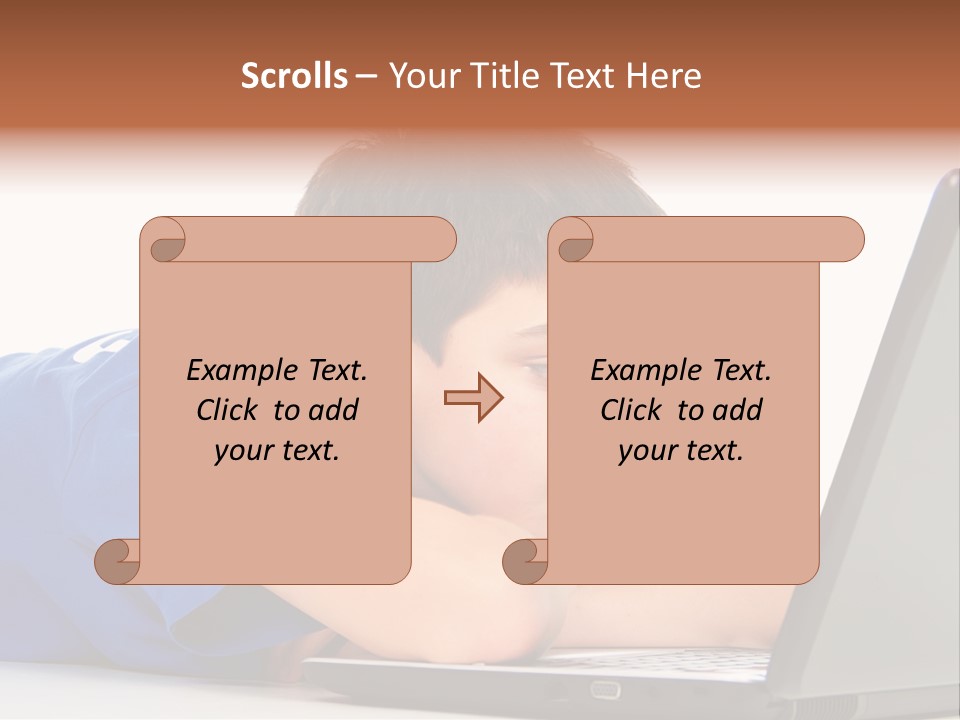 A Young Boy Laying On His Stomach Using A Laptop PowerPoint Template