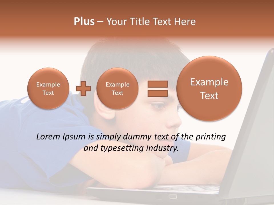 A Young Boy Laying On His Stomach Using A Laptop PowerPoint Template