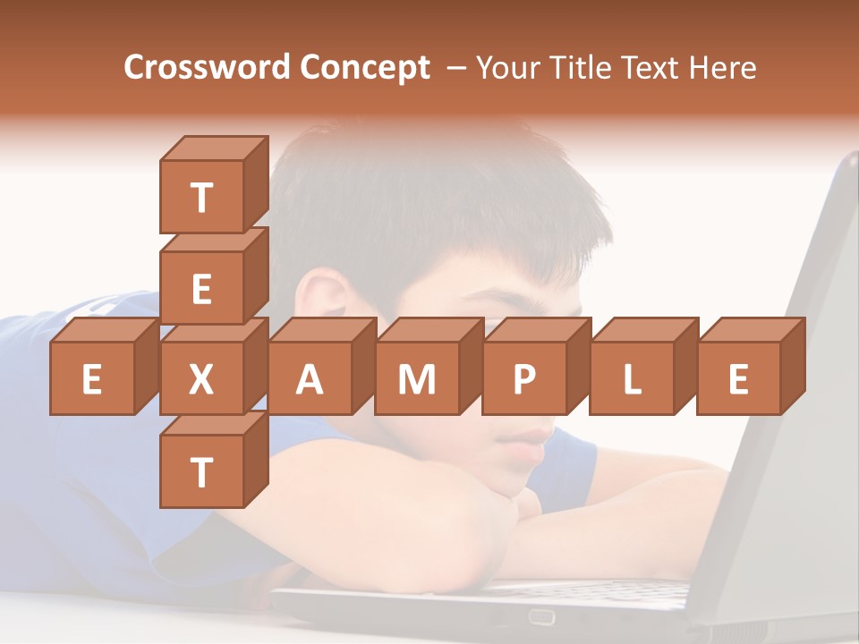 A Young Boy Laying On His Stomach Using A Laptop PowerPoint Template