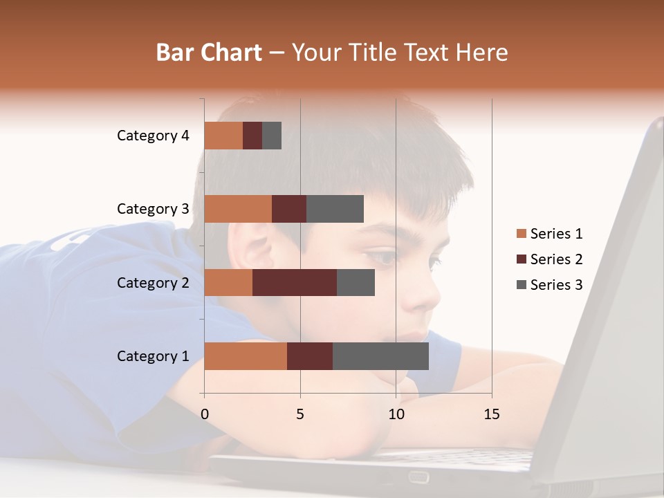 A Young Boy Laying On His Stomach Using A Laptop PowerPoint Template