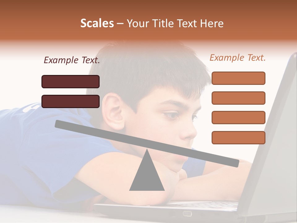 A Young Boy Laying On His Stomach Using A Laptop PowerPoint Template