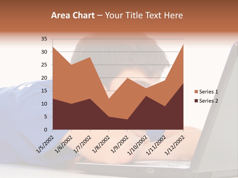 A Young Boy Laying On His Stomach Using A Laptop PowerPoint Template