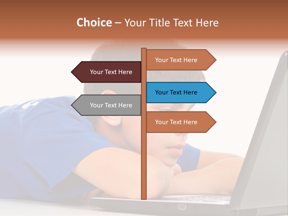 A Young Boy Laying On His Stomach Using A Laptop PowerPoint Template