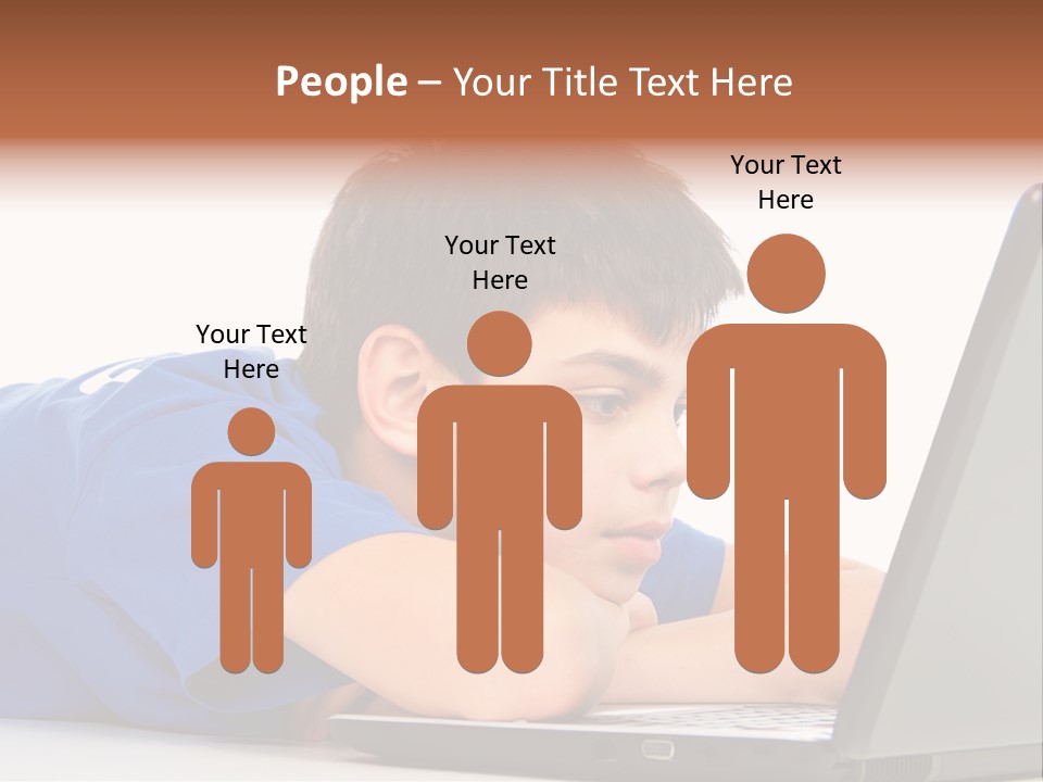 A Young Boy Laying On His Stomach Using A Laptop PowerPoint Template