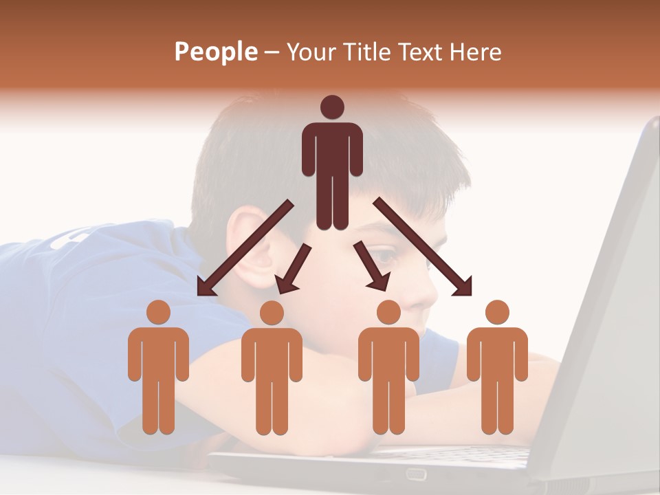 A Young Boy Laying On His Stomach Using A Laptop PowerPoint Template