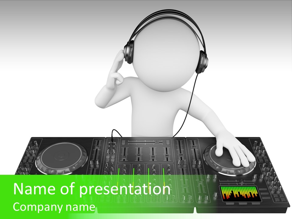 A Person With Headphones On A Dj's Deck PowerPoint Template