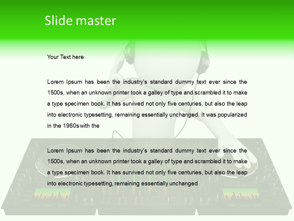 A Person With Headphones On A Dj's Deck PowerPoint Template