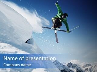 Skier Recreation Sky PowerPoint Template