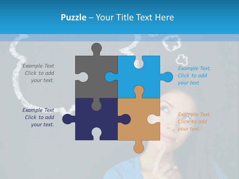 Mixed Race Think Person PowerPoint Template