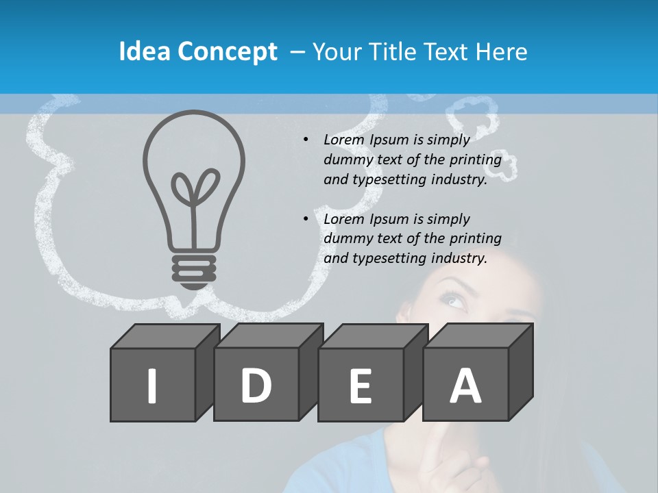 Mixed Race Think Person PowerPoint Template