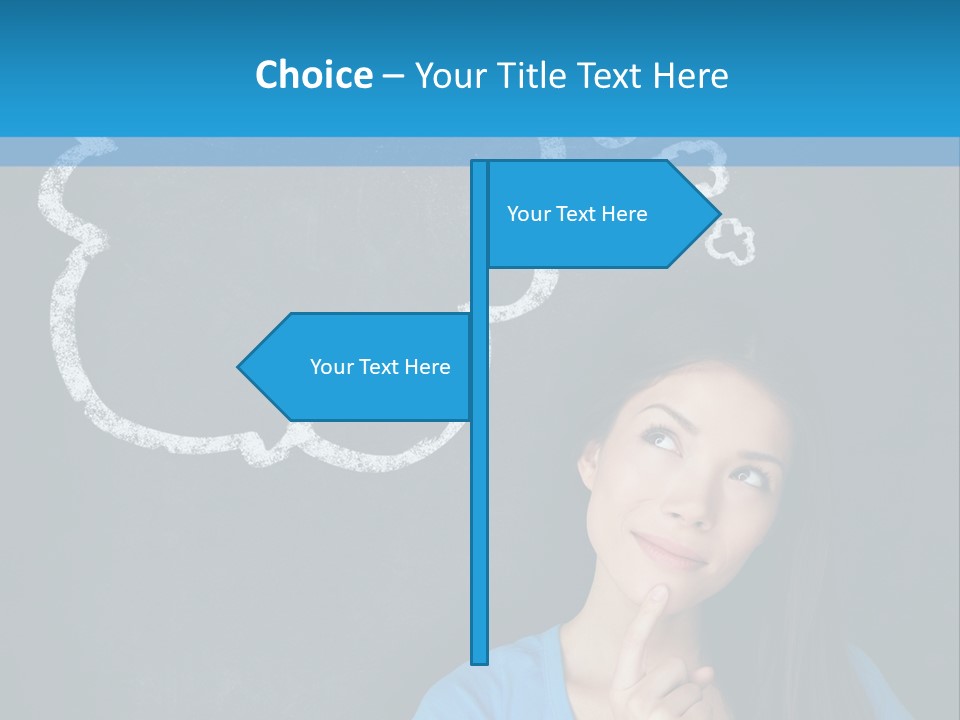 Mixed Race Think Person PowerPoint Template