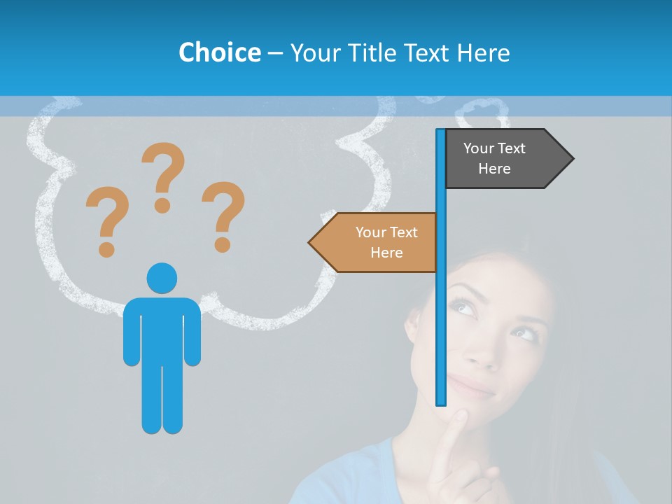 Mixed Race Think Person PowerPoint Template