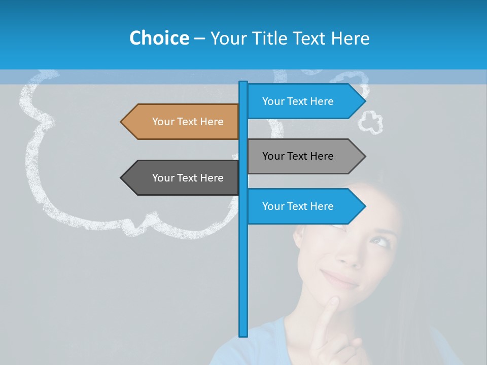 Mixed Race Think Person PowerPoint Template