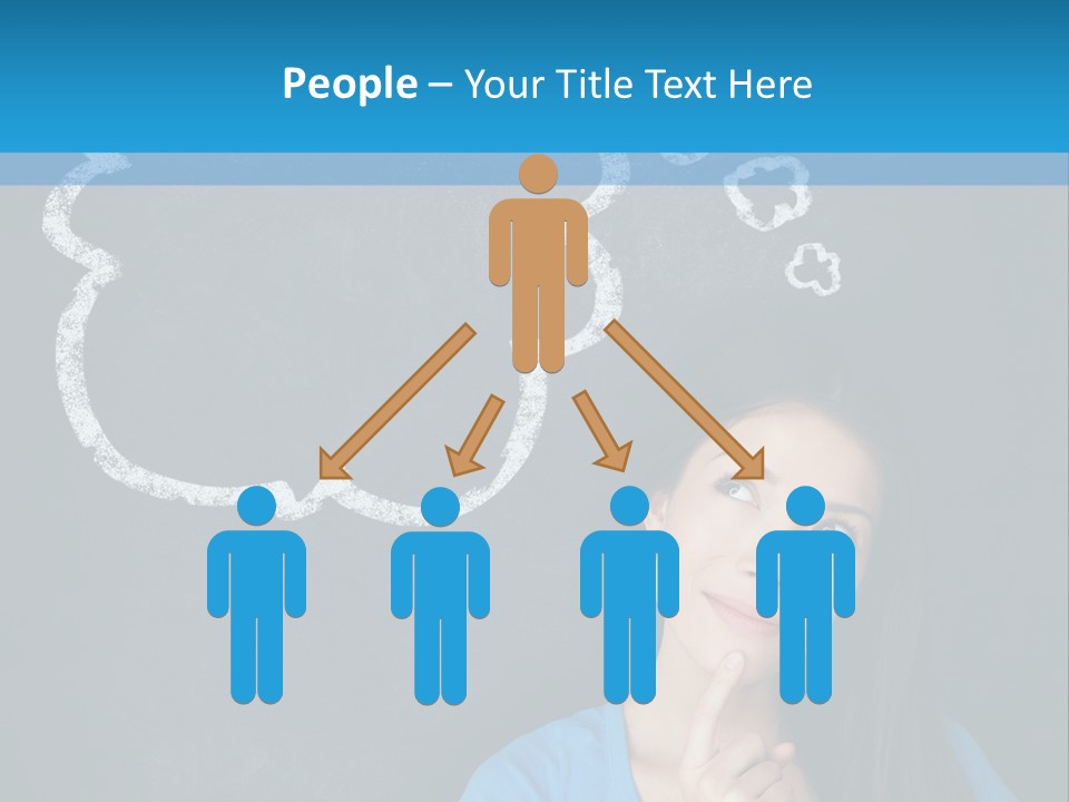 Mixed Race Think Person PowerPoint Template