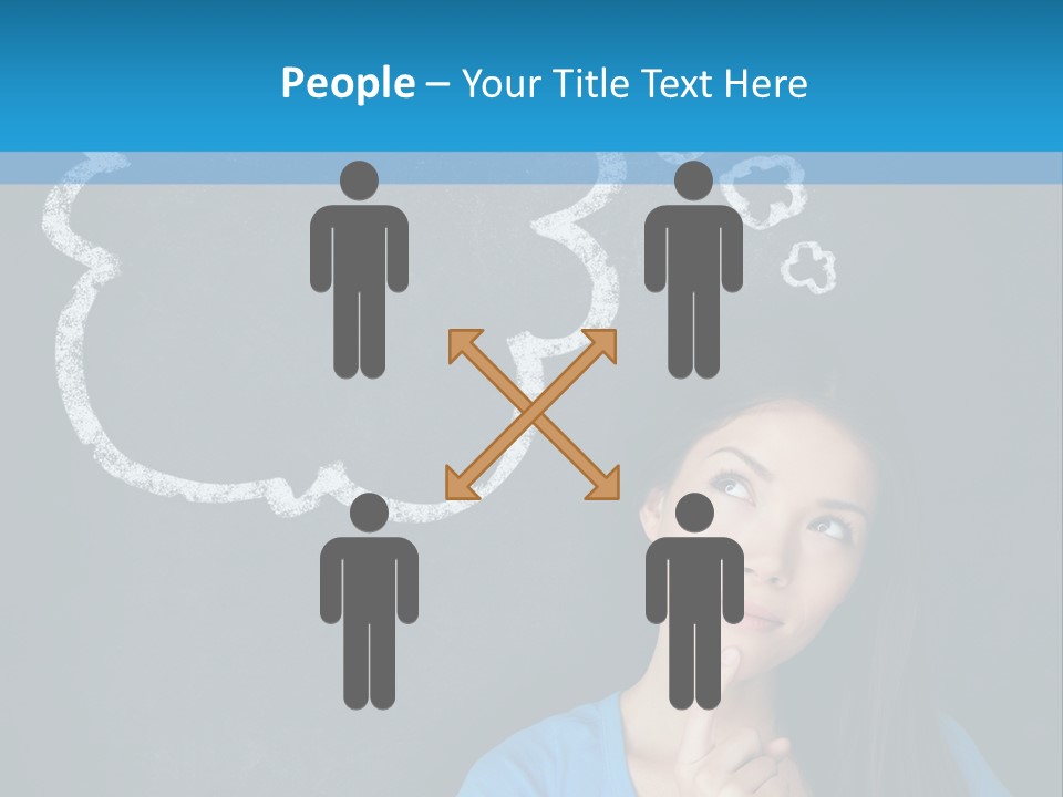 Mixed Race Think Person PowerPoint Template
