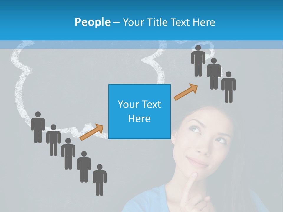 Mixed Race Think Person PowerPoint Template