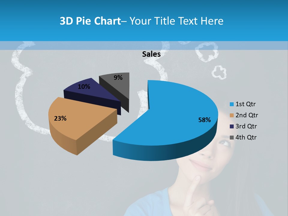 Mixed Race Think Person PowerPoint Template