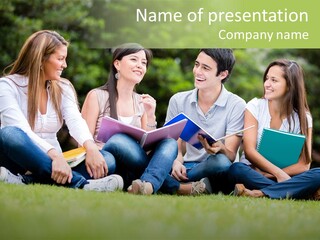 Girls Students Females PowerPoint Template