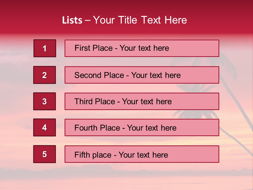 Water Vacation Red PowerPoint Template