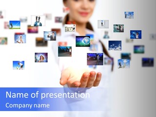 Young Female Button PowerPoint Template