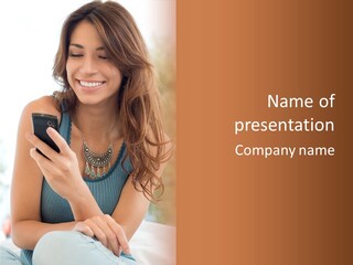 Wireless Girl Carefree PowerPoint Template