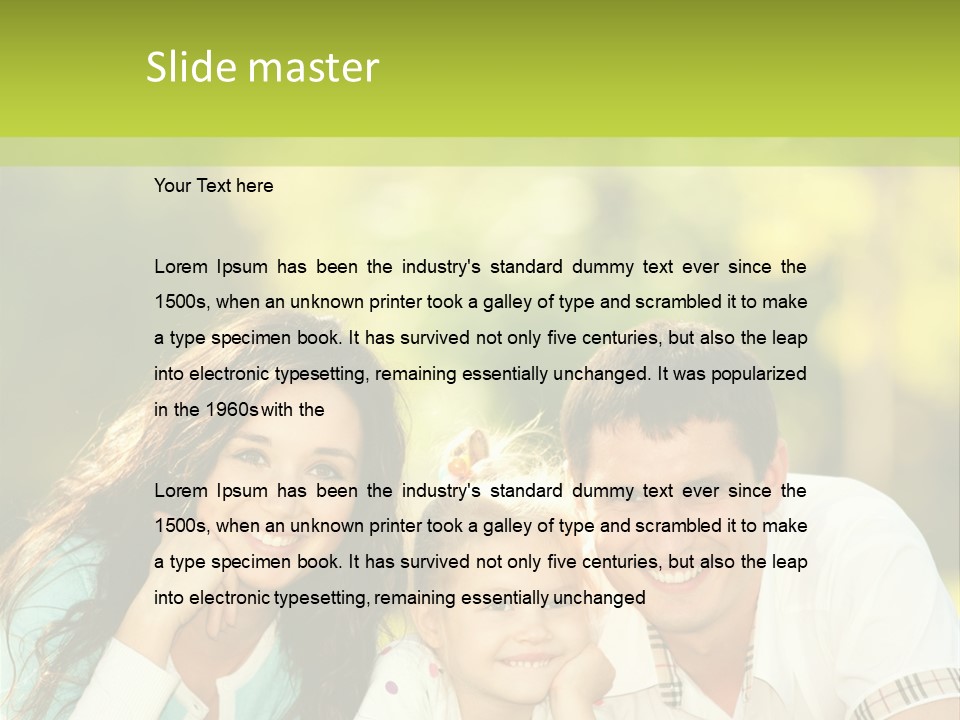 A Family Laying In The Grass With A Green Background PowerPoint Template