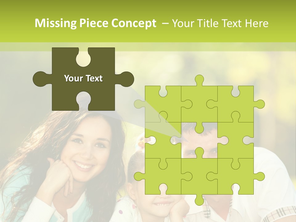 A Family Laying In The Grass With A Green Background PowerPoint Template