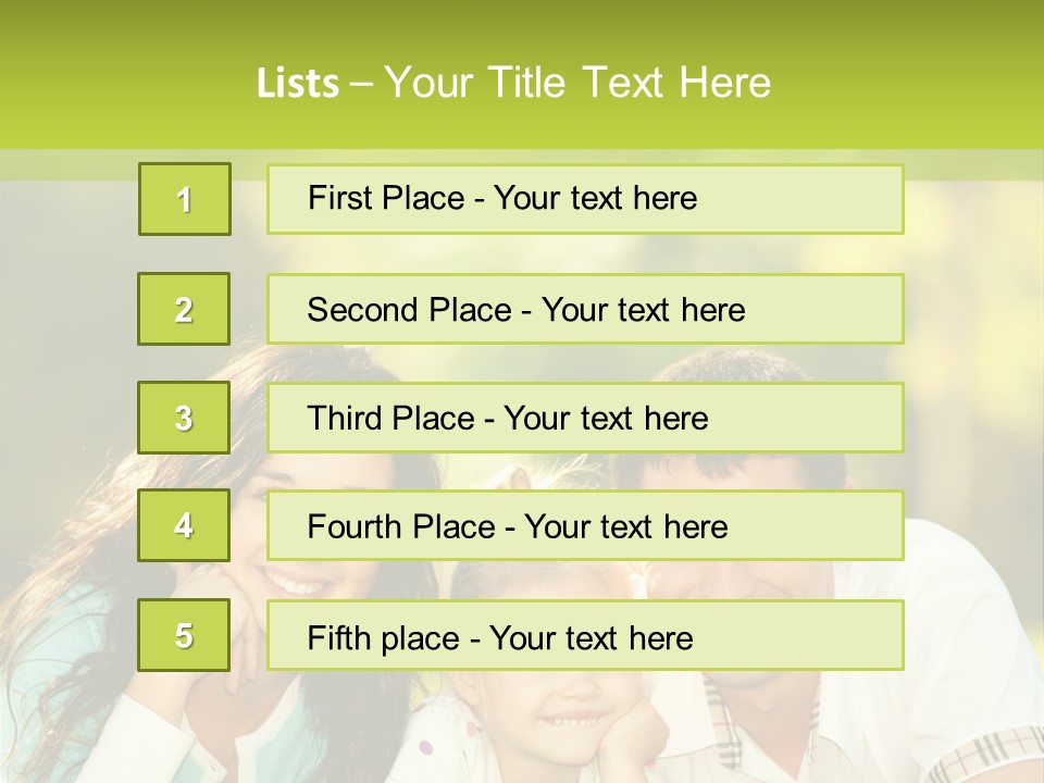 A Family Laying In The Grass With A Green Background PowerPoint Template