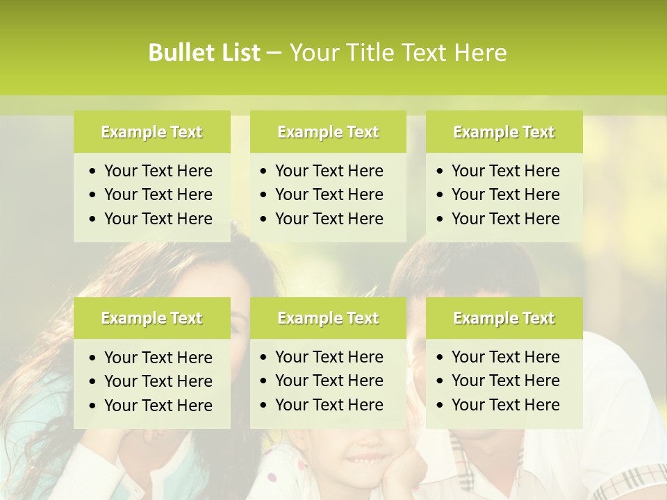 A Family Laying In The Grass With A Green Background PowerPoint Template