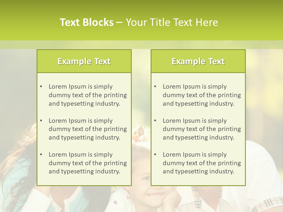 A Family Laying In The Grass With A Green Background PowerPoint Template