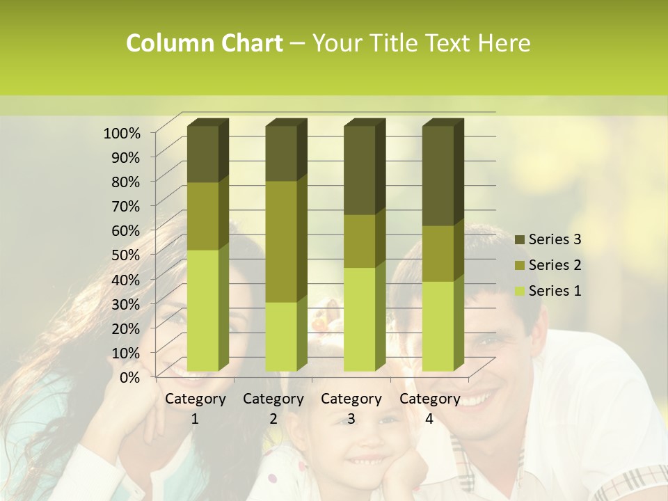 A Family Laying In The Grass With A Green Background PowerPoint Template