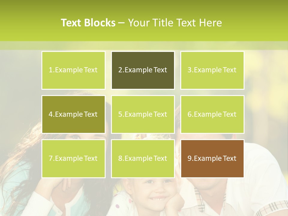 A Family Laying In The Grass With A Green Background PowerPoint Template