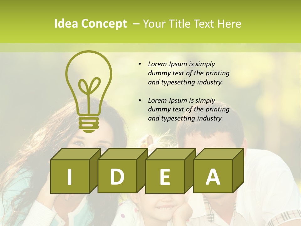 A Family Laying In The Grass With A Green Background PowerPoint Template