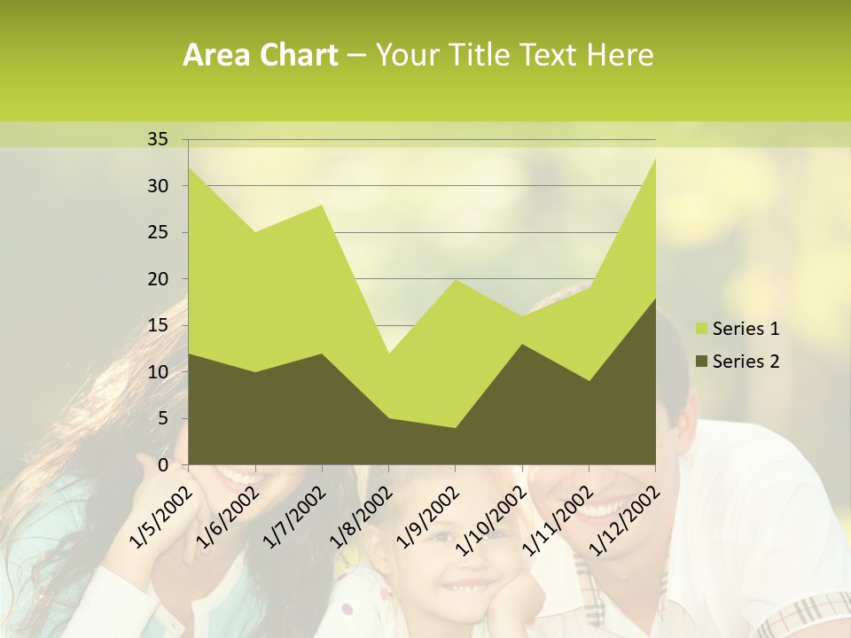 A Family Laying In The Grass With A Green Background PowerPoint Template