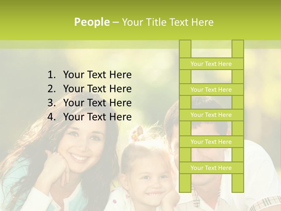 A Family Laying In The Grass With A Green Background PowerPoint Template