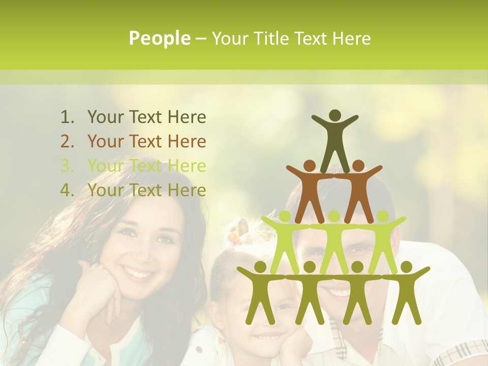 A Family Laying In The Grass With A Green Background PowerPoint Template