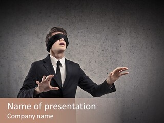 White Blindfolded Touch PowerPoint Template