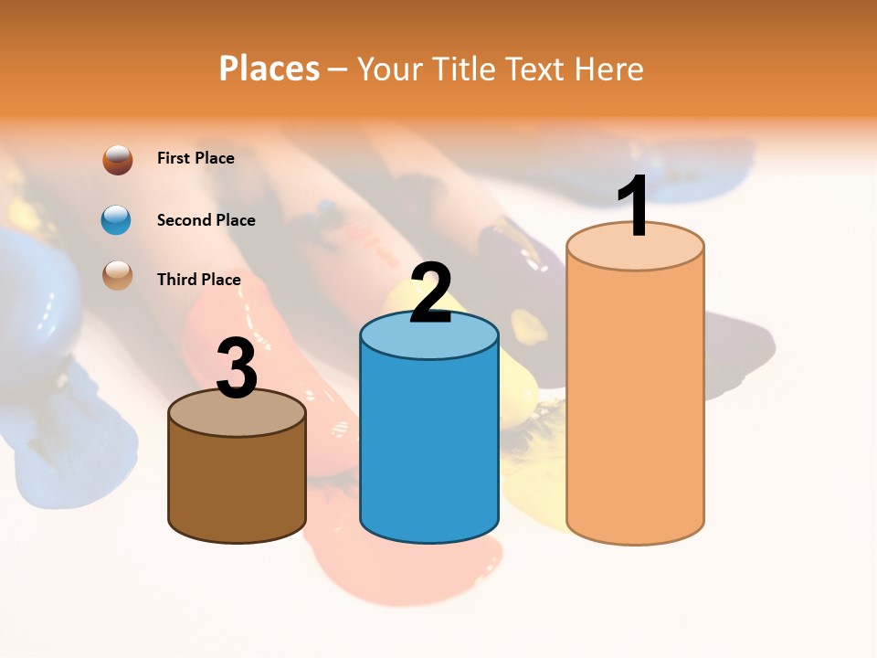 A Child's Hand With Colorful Paint On It PowerPoint Template