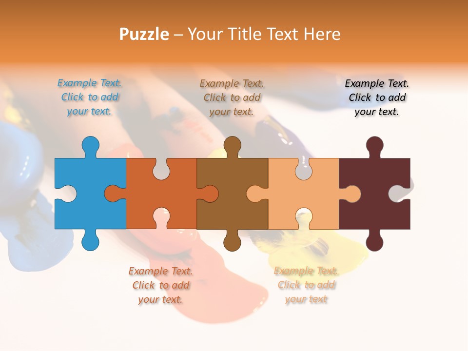 A Child's Hand With Colorful Paint On It PowerPoint Template