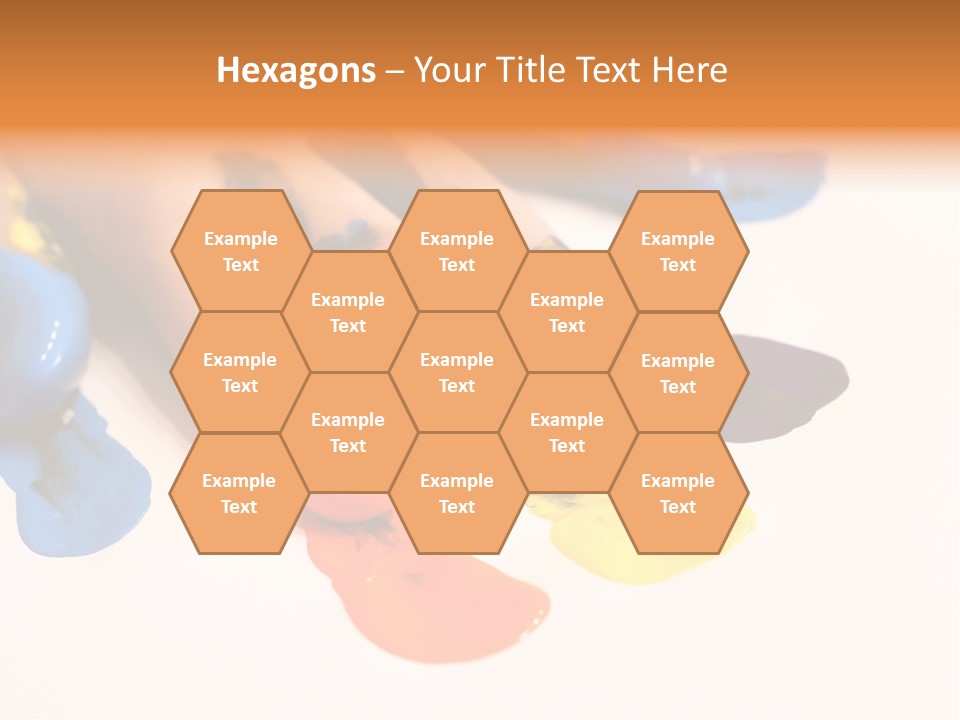 A Child's Hand With Colorful Paint On It PowerPoint Template