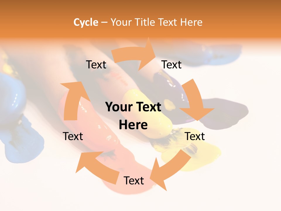 A Child's Hand With Colorful Paint On It PowerPoint Template